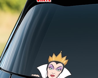 Evil Queen Villains Peeker Peeking Car Window Decals - Bumper Waterproof Stickers, Snow White Waterproof Vinyl Sticker AXHF34