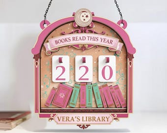 Personalized Books Read Tracker,Books Read This Year Counter,Bookshelf Decor,Gift,Reader Gift,Bookish Gift KDTRT10