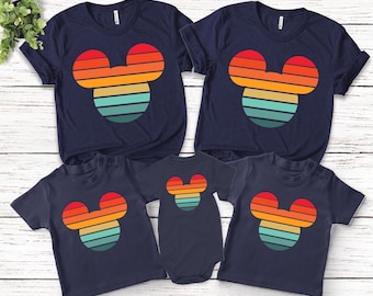 Retro Sunset Mickey Shirt, Colorful Mickey T-Shirt, Magic Kingdom Shirt, Matching Family Travel Shirt, Disneyland, Minnie Mouse K-08032319