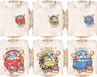 Disney Cars Birthday shirts, Custom Disney Cars Kids Shirt, Custom Name McQueen Shirt, Disney Pixar Car Birthday Gif, WDW Gift Tee KDMN18