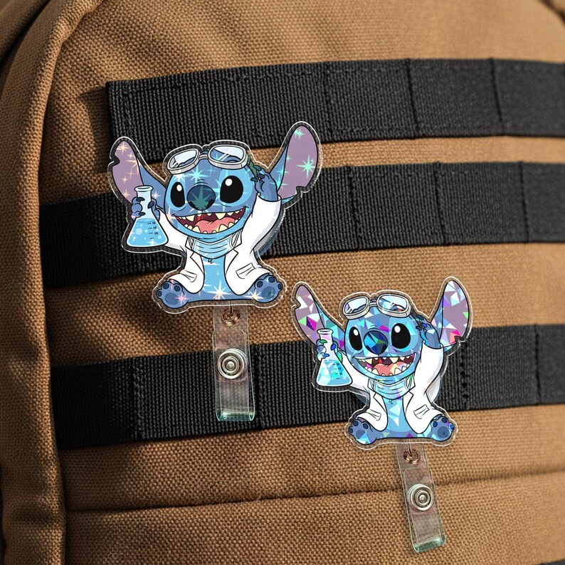 Stitch Lab Assistant Stitch Lab Badge Reel, Disney Stitch Scientist ID Holder, Cute ...