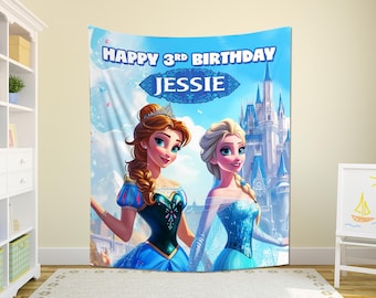 Princess Frozen Elsa Photo Backdrop Kids Birthday Photography Background Vinyl or Polyester Photo Studio Banner KCM226