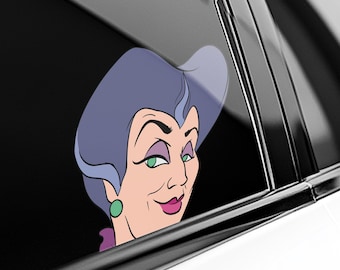 Evil Queen Ursula Maleficent Peekaboo Peeker Sticker, Peeking Car Window Decal, Bumper Waterproof, Disney Villains Pack Stickers SLXG15
