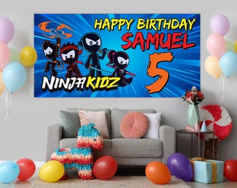 Ninja idz Tv Family Birthday Backdrop/Ninja Kidz Tv Birthday Banner/Ninja Kidz Tv Backdrop/Custom Ninja Kidz Tv Birthday Backdrop KCM231