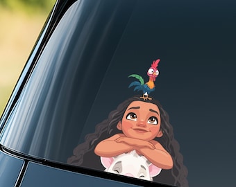 Pegatina de Moana para mirar a escondidas – HeiHei o Pua, vinilo impermeable, decoración para ventana de coche, portátil o botella de agua de Disney Moana OHUU11