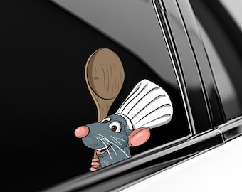 Little Chef Remy Peeker Peeking Car Window Decals - Ratatouille Bumper Waterproof Stickers - Pack Stickers SLWR12