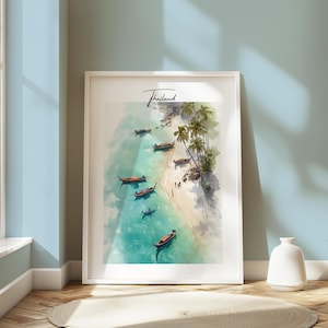 Thailand Beach Print: Watercolor Coastal Wall Art