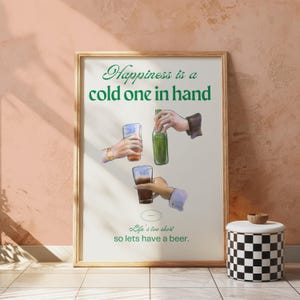 Vintage bierkunstdruk: glansposter &quot;Happiness is a Cold&quot;