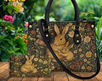 Bunny Leather Handbags, Cottagecore Bunny Purse, Boho Cottagecore Leather Handbag, Rabbit Purses, Vintage Rabbit Purses, Bunny Bag