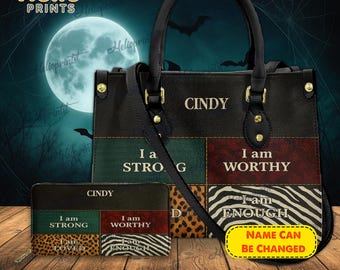 Bolso de patchwork personalizado: Afirmaciones inspiradoras, bolso de piel sintética