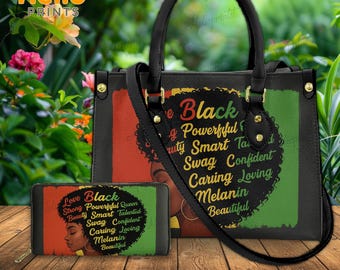 Bolso de empoderamiento de la mujer negra, bolso con melanina y arte afro, bolso con orgullo afroamericano, bolso inspirador de Black Queen, regalo para ella