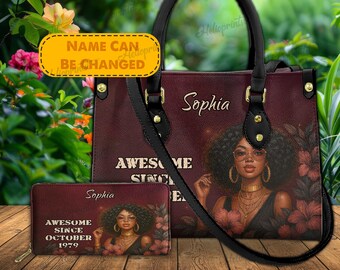 Custom Melanin Queen Handbag, Black Queen Bag, Afro Woman  display picture 2