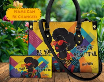 Bolso de piel personalizado Black Queen, bolso de mano para mujer negra, bolso patchwork afrocentrista, bolso personalizado, regalo para ella