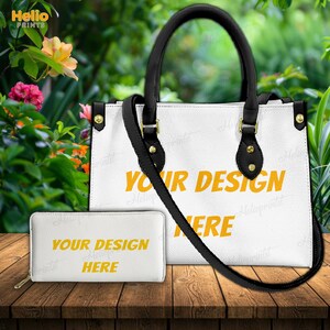 Bolsa personalizada com seu design – Conjunto de bolsa e carteira personalizada – Presente exclusivo para ela