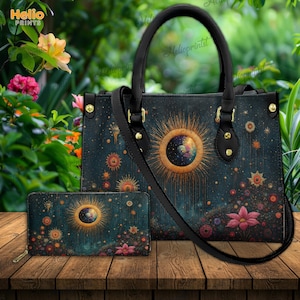 Celestial Universe Sun Bag, Spacecore Galaxy Purse, Cosmic Witch Handbag, Astrology Floral Tote, Magical Boho Starry Purse, Gift for Her