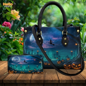 Pumkin Halloween Handbag, Halloween Leather Purses, Fall Pumpkin Tote, Custom Halloween Bag, Halloween Purses, Halloween Gift, Gift For Her