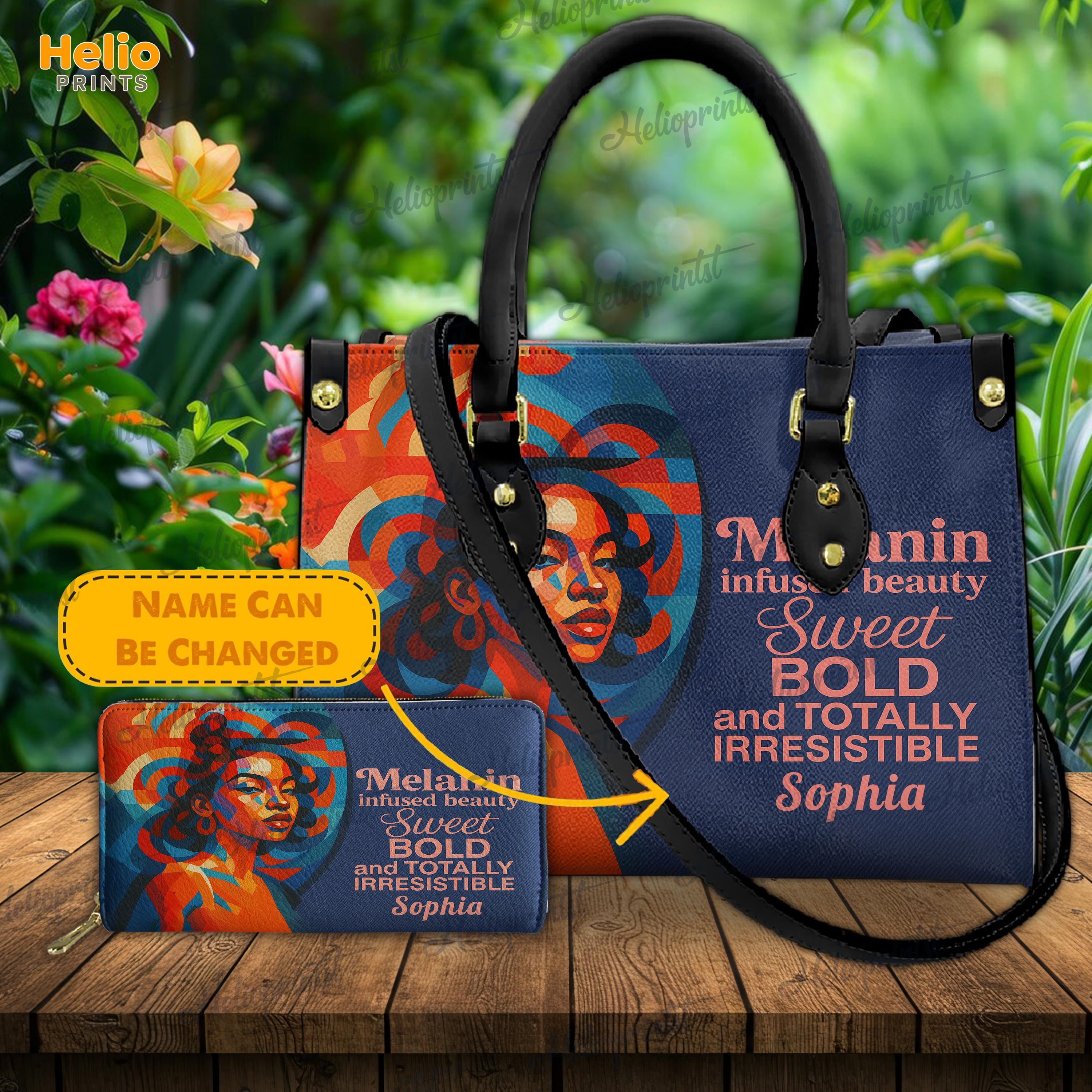 Melanin Queen Personality Handbags Black Girl & Melanin - Personalized Leather Handbag MB29  main image 2