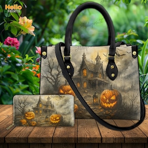 Haunted House Halloween Purse, Pumpkin Halloween Handbag, Fall Pumpkin Tote, Halloween Bag, Halloween Purses, Halloween Gift, Gift For Her