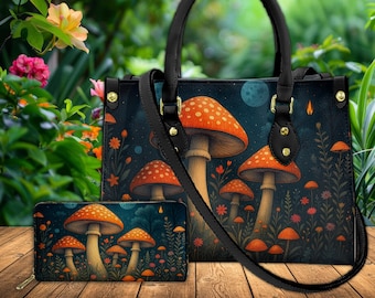 Morel of the Story, Mushroom Embroidered Canvas Messenger Bag