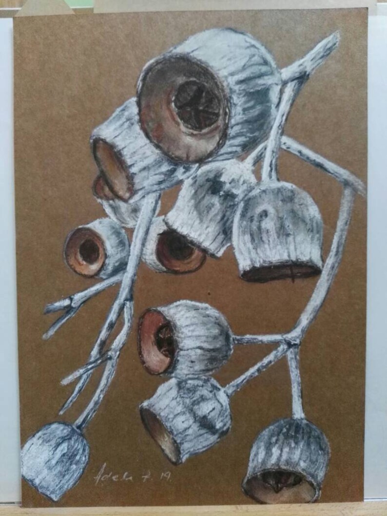 Original Pastel Charcoal Art Botanical Drawing Painting A4 Etsy