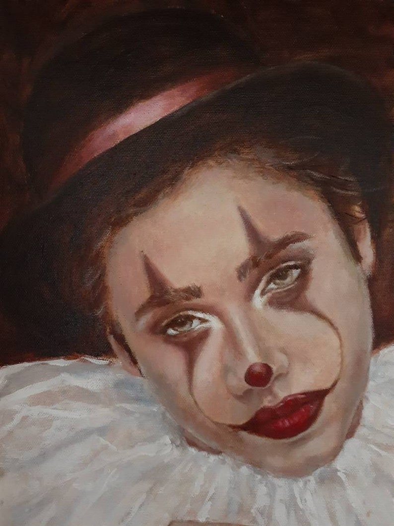 Il Pagliaccio, Portrait de clown Peinture à l'huile image 5