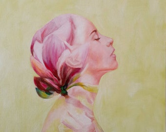 Magnolia, Female Portrait, Oil Painting