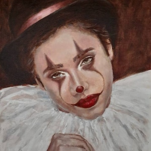 Il Pagliaccio, Portrait de clown Peinture à l'huile image 1