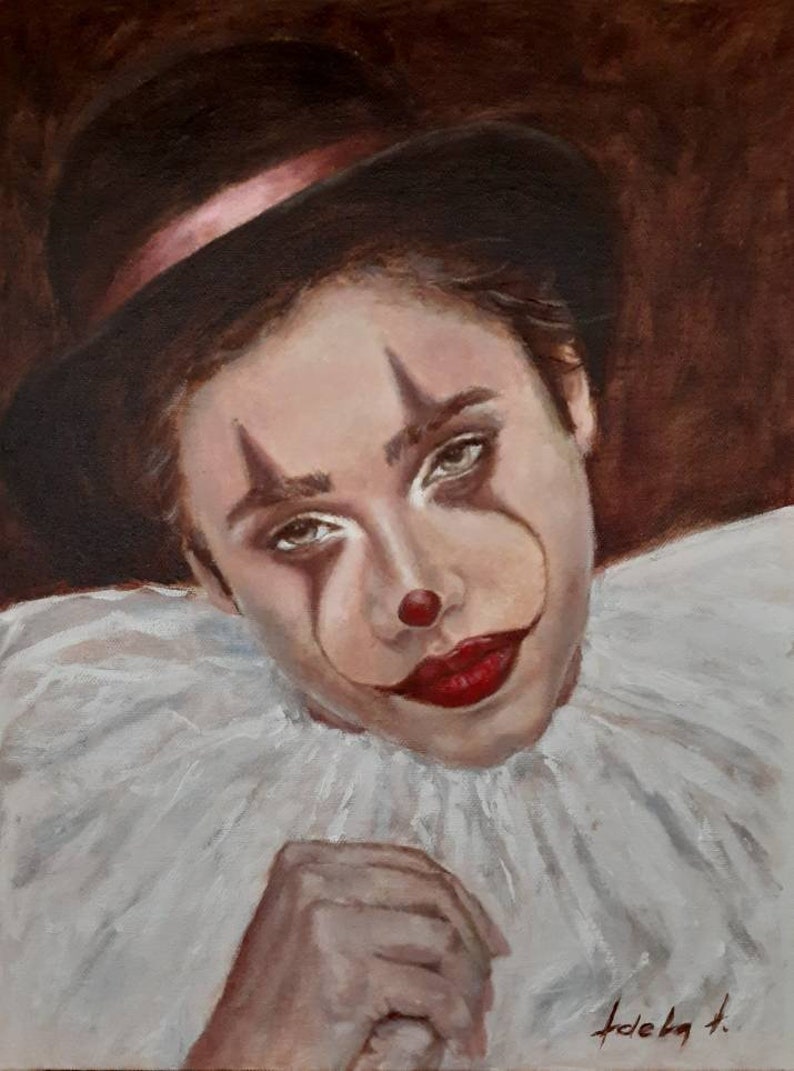 Il Pagliaccio, Portrait de clown Peinture à l'huile image 1