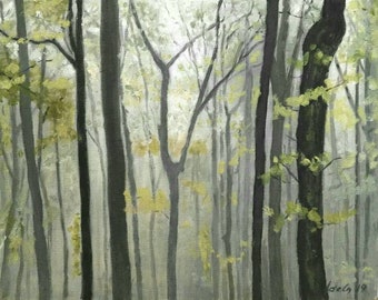 Foggy forest Misty forest oil painting