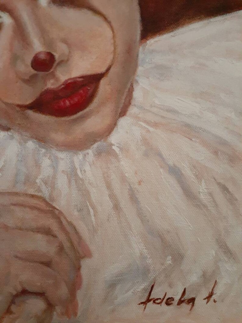 Il Pagliaccio, Portrait de clown Peinture à l'huile image 8