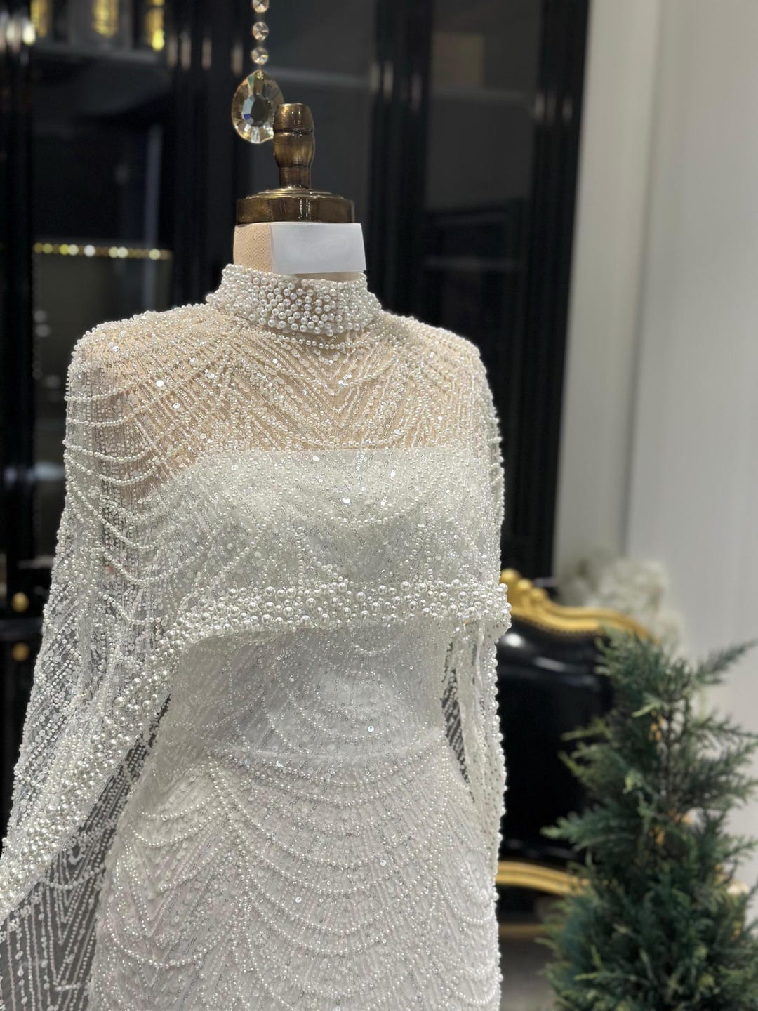 Medea Pearl-Embellished Mermaid Wedding Gown