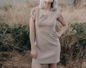 90 39 s vintage tan beige taupe mini jumper dress, medium