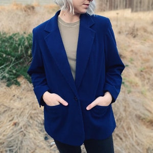 vintage 80&#39;s dark navy blue button up peacoat jacket, medium / large