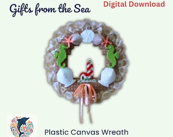 Geschenke vom Meer Kranz: Ocean Küstendekor Plastik Leinwand Muster (PDF)