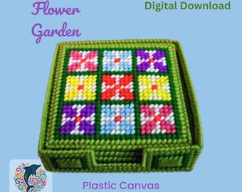Plastic Canvas Flower Coaster Set Pattern: Beginner Spring Craft (PDF Download)