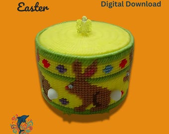 Easter Bunny Candy Dish Plastic Canvas Pattern (PDF Download)
