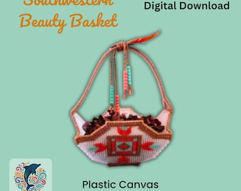 Southwestern Beauty Korb – Plastik Leinwand Muster PDF – Western Herzstück – DIY Home Craft – Digitaler Download