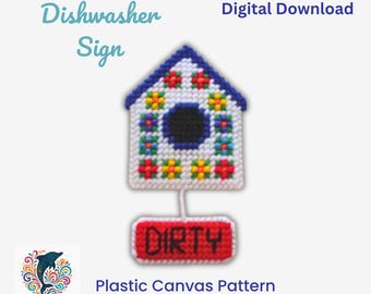 Kunststoff Leinwand Dishwasher Schild Muster: Vogelhaus Clean/Dirty Magnet (PDF Download)