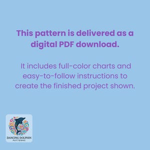 Puede incluir: Un patr&oacute;n de descarga digital PDF para un delf&iacute;n danzante colorido. El patr&oacute;n incluye tablas a todo color e instrucciones f&aacute;ciles de seguir para crear el proyecto terminado que se muestra.