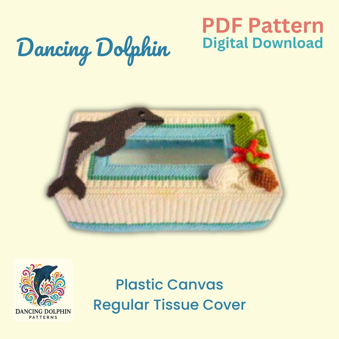 Dolphin Tissue Box Cover Pattern: Ocean Bathroom Decor (PDF Download ...
