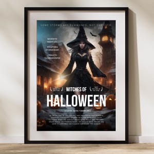 Halloween Wall Art, Witch of Hollowveil Poster – Gothic Anime, Dark Witch Print, Cinematic Fantasy Decor, Lo-Fi Witchcore Aesthetic