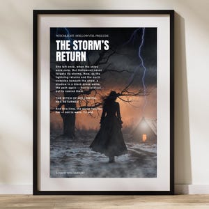 Gothic Anime Poster – Dark Witch Wall Art, Cinematic Anime Print, Stormy Gothic Scene, WaifuCult Original Download