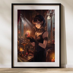 Halloween Wall Art Witch Poster – 1920s Apothecary Wall Art, Dark Academia Gothic Print, Witchcore Aesthetic Digital Download