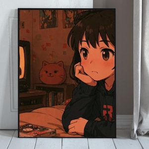 90s Anime Girl Poster - Retro Slice of Life Wall Art for Nostalgic Bedroom Decor
