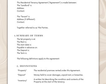 Simple Tenancy Agreement. Rental Agreement Printable. Tenancy Agreement Template. Tenancy Contract. Editable Word Document, PDF, Google Doc