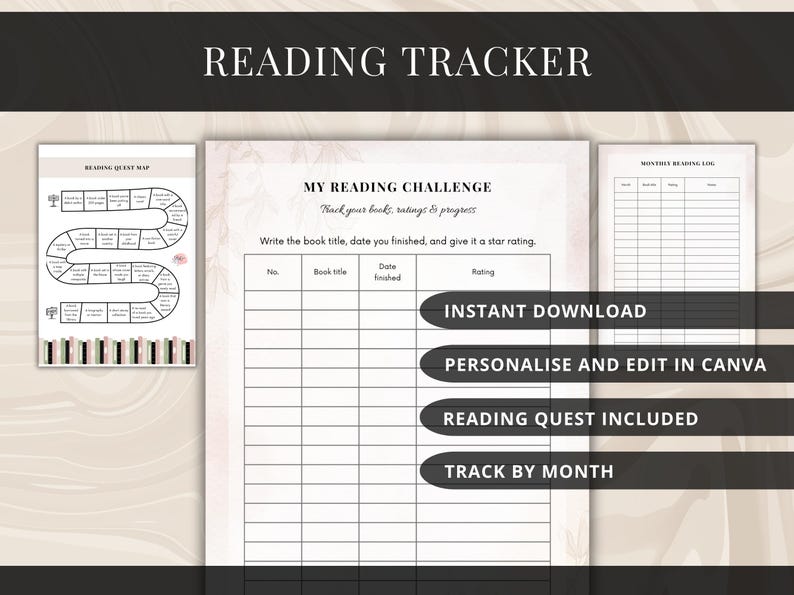 Editable Reading Log Printable, Reading Tracker, Book Journal, Reading ...