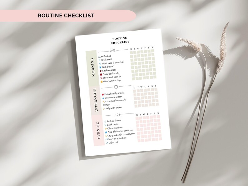 Kids Daily Checklist, Kids Planner, Kids Daily Routine, Kids to Do List ...