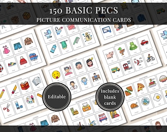 Basic PECs Picture Communication Cards for Autism Communication pdf, Nonverbal Printable Visual Aid, Flashcards for Home, School, or Therapy