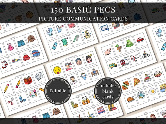 Basic PECs Picture Communication Cards for Autism Communication pdf, Nonverbal Printable Visual Aid, Flashcards for Home, School, or Therapy