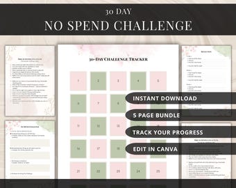 Keine Spende Herausforderung Tracker, Kein Spend Monat, Keine Spende Kalender, Einfaches Budget Tracker, Sofortiger Download, druckbar, Keine Kauf Herausforderung Digital